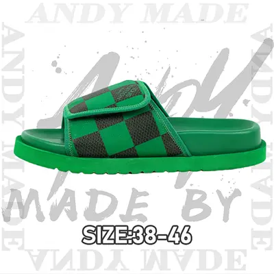 💰(€34=280CNY)Miami Damier Round Toe Flip Flops green Item ID:30006121