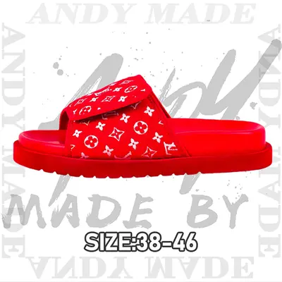 💰(€34=280CNY)Miami Damier Round Toe Flip Flops red Item ID:30005597