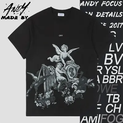 💰(€23=190CNY)O*FF Angel Harp Print Short Sleeve Item ID:10005453