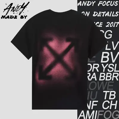 💰(€23=190CNY)O*FF Arrow Printed Short Sleeves - Black and Pink Item ID:10008014