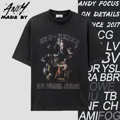 💰(€24=200CNY)Washed short-sleeved shirt with Our Lady of Hymns print on the chest Item ID:10008258