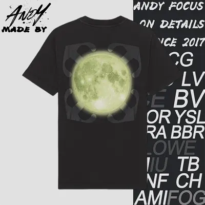 💰(€24=200CNY)OW Moon Anchor Print Washed Short Sleeves Item ID:10001707