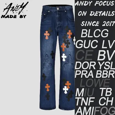 💰(€72=590CNY)CH Chrome Hearts Limited Edition Flame Leather Jeans Item ID:20007763