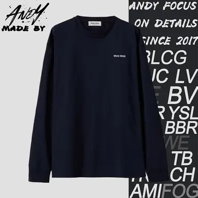 💰(€28=230CNY)Miu small embroidery round neck bottoming shirt navy blue Item ID:10006739