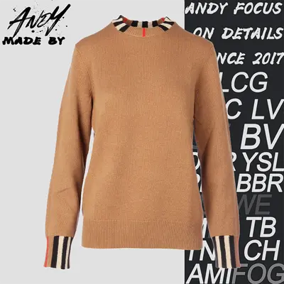 💰(€42=350CNY)Check Ribbed Crew Neck Sweater Item ID:10006502