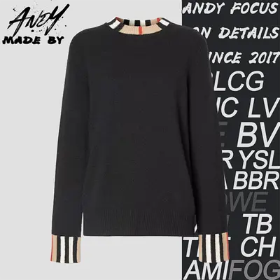 💰(€42=350CNY)Check Ribbed Crew Neck Sweater Item ID:10004604