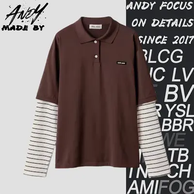 💰(€31=260CNY)Brown striped Polo long sleeve thin Item ID:10007712