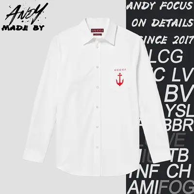 💰(€36=300CNY) Long-sleeved shirt with lettering and anchor embroidery Item ID:10005946