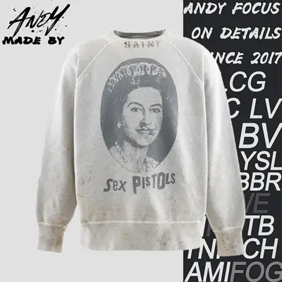 💰(€39=320CNY)Queen Elizabeth Distressed Print Crew Neck Sweatshirt Item ID:10003820