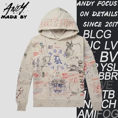 💰(€47=390CNY)S*M LA Diamond All-over Graffiti Hoodie Item ID:10007976