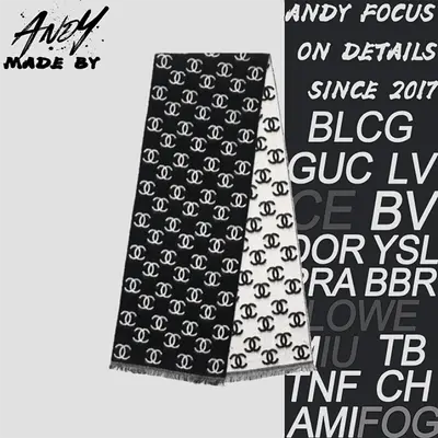 💰(€44=360CNY)C*hanel classic black and white scarf Item ID:60004781
