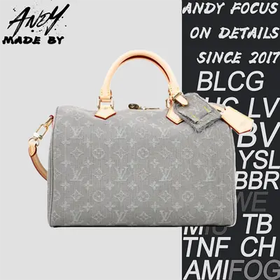 💰(€206=1700CNY)L*VSpeedy Soft 30 Grey Denim Bag Item ID:40003042