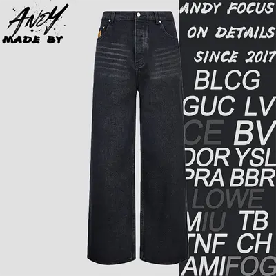 💰(€44=360CNY)embroidered leather label wide-leg jean Item ID:20006094-Ss