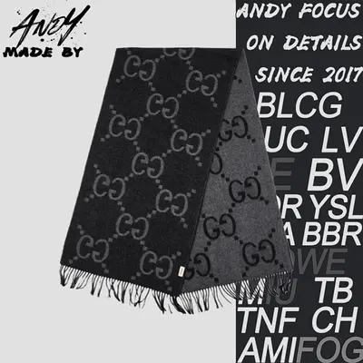 💰(€46=380CNY)G*ucci double G cashmere jacquard fleece scarf, gray-black Item ID:60008520