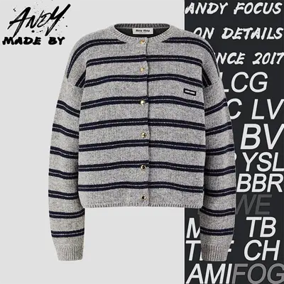 💰(€59=490CNY)Gray striped cashmere cardigan Item ID:10007907
