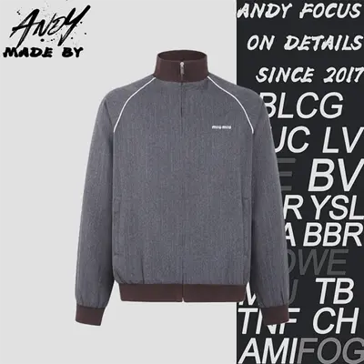 💰(€43=350NY)MIU* MIU stand-up collar pinstripe zip-up jacketItem ID:10002306-Z