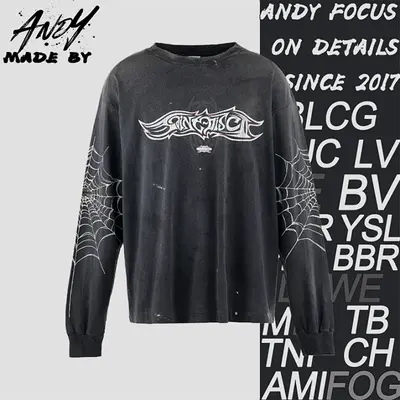 💰(€33=270CNY)S*M Spiderweb print crew neck long-sleeved T-shirt Item ID:10000522