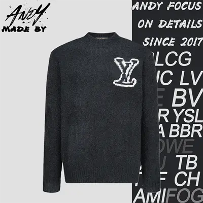 💰(€46=375CNY)L*V double-sided intarsia logo sweater [grey] Item ID:10002400-S