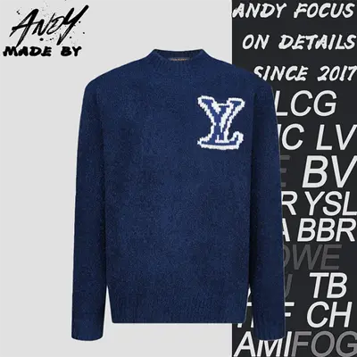 💰(€46=375CNY)L*V double-sided intarsia logo sweater [blue] Item ID:10002683-S