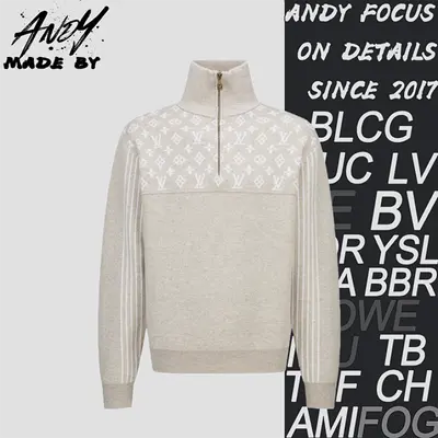 💰(€50=410CNY)L*V Jacquard Logo Half-Zip Knit Sweater Item ID:10007995-S