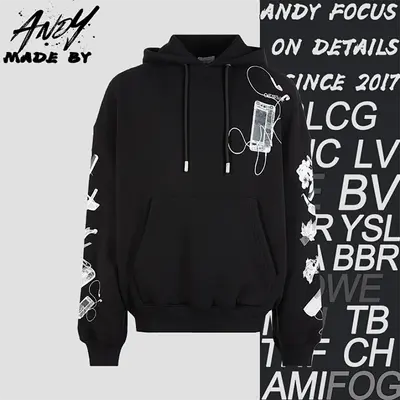 💰(€35=290CNY)O*FF Digital Headphones Arrow Print Hooded Sweatshirt Item ID:10001468