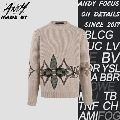 💰(€48=390CNY) Crew Neck Knitted Sweater, Wool Jacquard Long-Sleeved SweaterItem ID:10002011-Z