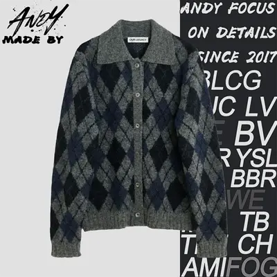 💰(€45=370CNY)Diamond-patterned mohair polo cardigan Item ID:10006233