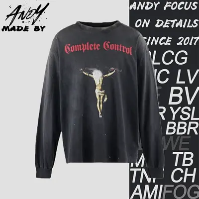 💰(€33=270CNY)Gun, Cross, and Jesus Print Long-Sleeve Shirt Item ID:10006764