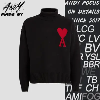 💰(€34=290CNY)Heart-patterned jacquard turtleneck sweater Item ID:10004132