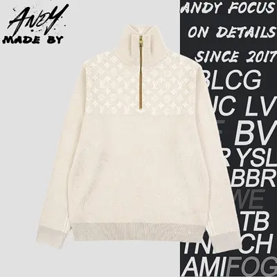 💰(€45=370CNY)monogrammed jacquard half-zip sweater Item ID:10004944