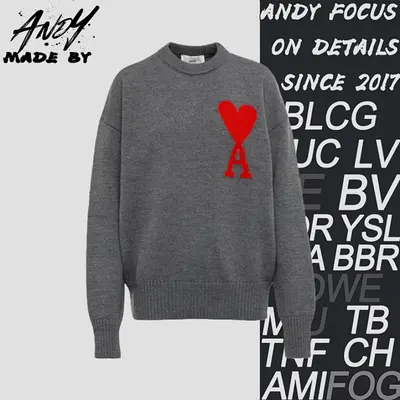 💰(270CNY)Heart Jacquard Crew Neck Sweater - Grayish Red Item ID:10009172