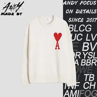 💰(270CNY)Heart Jacquard Crew Neck Sweater - Beige Item ID:10000840