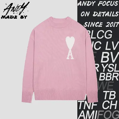 💰(270CNY)Heart Jacquard Crew Neck Sweater (Pink and White) Item ID:10008853