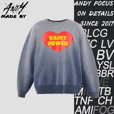 💰(330CNY)Distressed heart print crew neck sweatshirt Item ID:10002373
