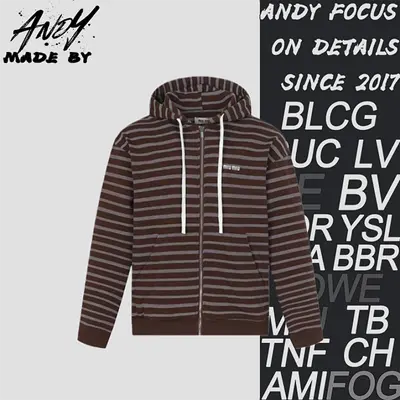 💰(380CNY) 25Fw Striped Zip-Up Jacket with Small Logo - Attention‼ ️Coffee Color Item ID:10009304