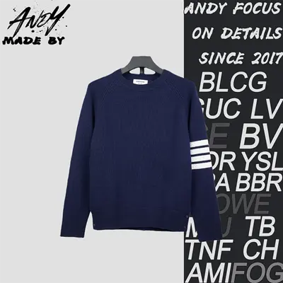 💰(420CNY)TB K53 Four-stripe Wool Crew Neck Sweater - Navy Blue Item ID:10009989