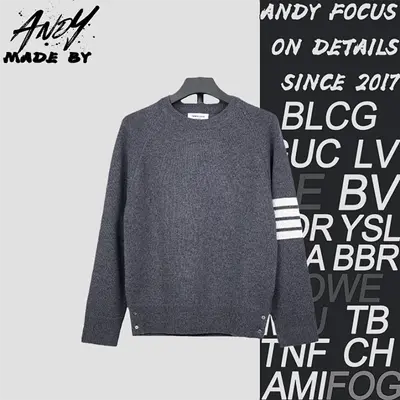 💰(420CNY)TB K53 Four-stripe Wool Crew Neck Sweater - Light Gray Item ID:10000296