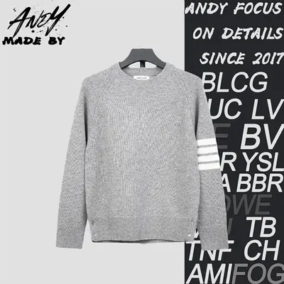 💰(420CNY)TB K53 Four-stripe Wool Crew Neck Sweater - Elegant Gray