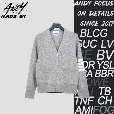 💰(440CNY)TB K35 Four-stripe Wool Cardigan - Light Gray Item ID:10003385