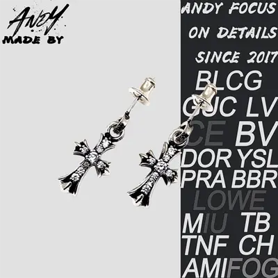 💰(250CNY)Letter cross full diamond stud earrings, reversible Item ID:50006242-Y