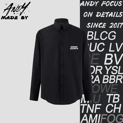 💰(250CNY)26SS Solid Color Collared Long-Sleeve Shirt with Plastisol Print Item ID:10003718-Z