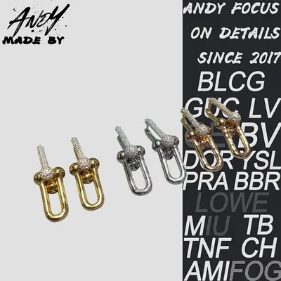 💰(360CNY) Double-ring diamond horseshoe buckle earrings Item ID:50005644-G