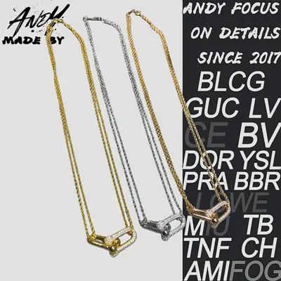 💰(360CNY) Double Ring Diamond Horseshoe Clasp Necklace Item ID:50008423-G