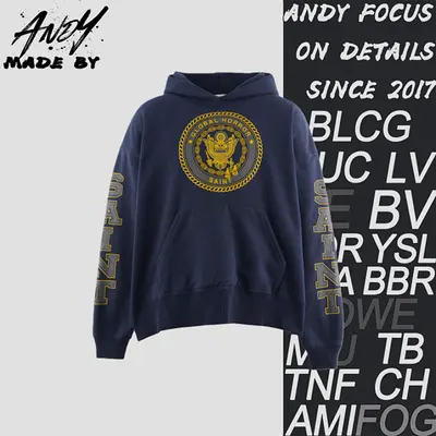 💰(360CNY) Reflective Angel Medal Print Hooded Sweatshirt Item ID:10006693