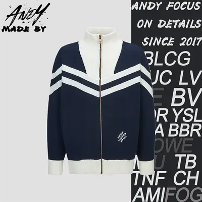 💰(420CNY) Nautical Style Embroidered Knit Zipper Jacket Item ID:10008613-S