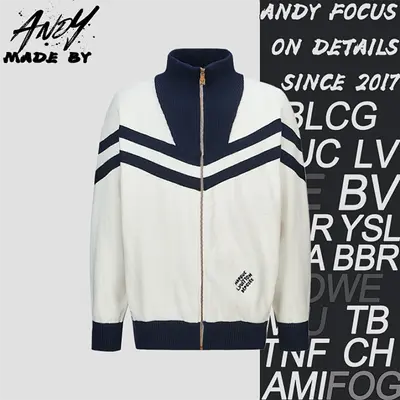 💰(420CNY) Nautical Style Embroidered Knit Zipper Jacket Item ID:10001948-S
