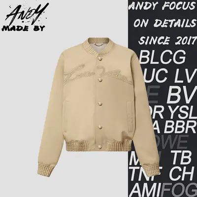 💰(490CNY) Appliqué Embroidered Bomber Jacket, Khaki Item ID:10000880