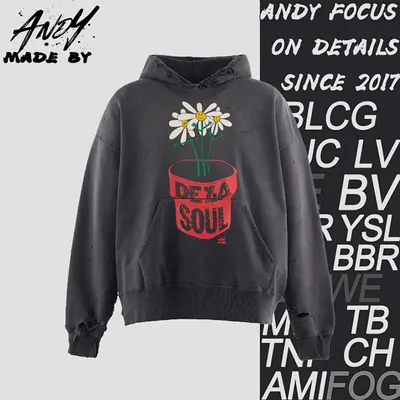 💰(390CNY) Distressed Hoodie with Potted Flowers Item ID:10004962