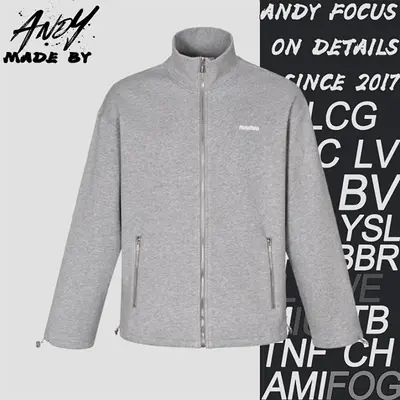 💰(380CNY) Stand Collar Coat, Heather Gray Item ID:10000845