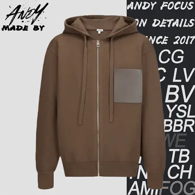 💰(400CNY)L leather label pocket knitted zip-up hoodie Item ID:10008075-S